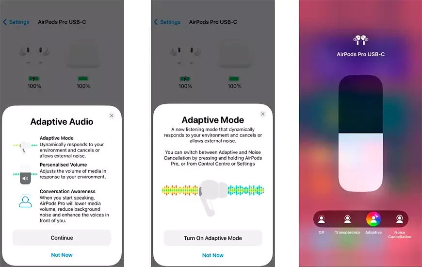 AirPods Pro 2 headphones feature Apple Adaptive Audio noise-canceling technology 