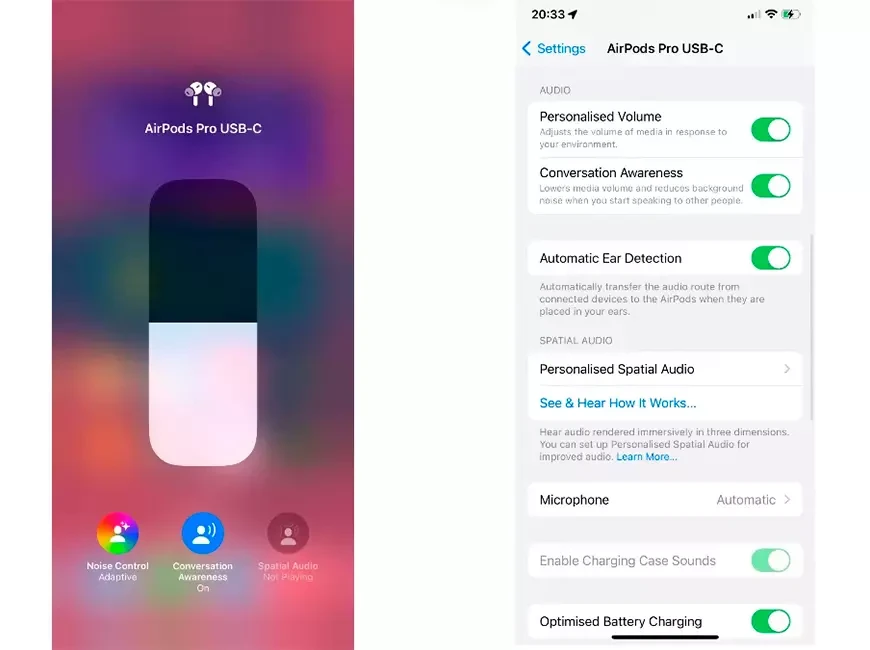 AirPods Pro 2 headphones feature Apple Adaptive Audio noise-canceling technology 