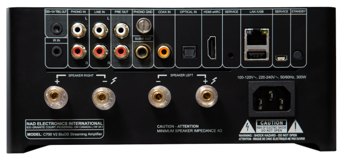 NAD C 700 V2 rear panel