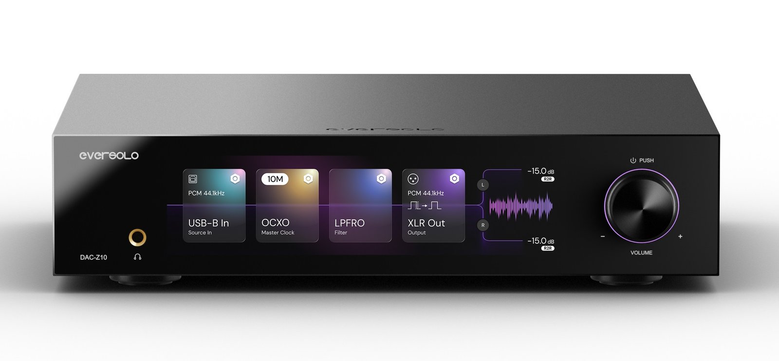 Three separate toroidal transformers power the left and right channels, respectively, and the system circuits, resulting in a specified noise floor of just 42 μV.