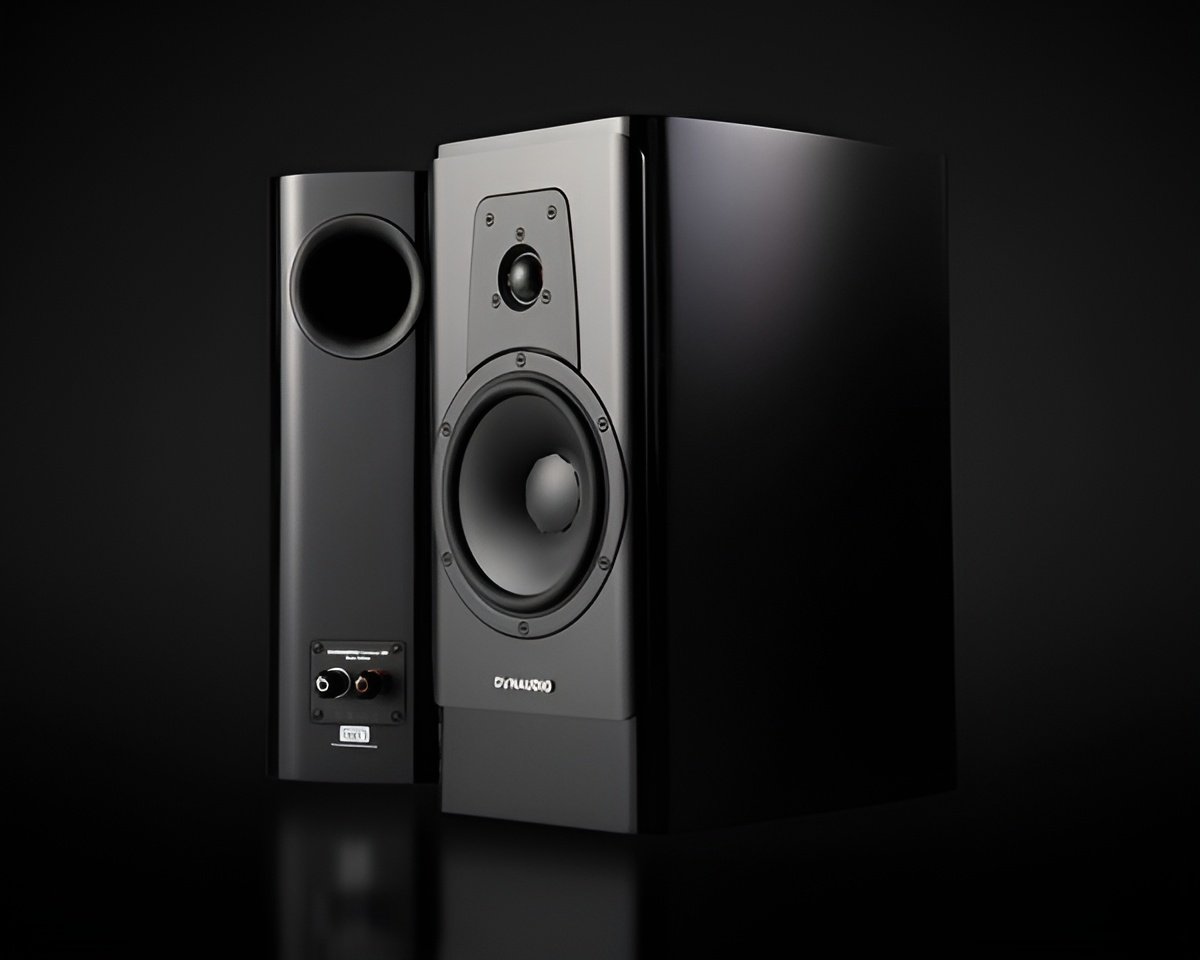 From the unit itself to the front and back, it's covered in black, with only the Dynaudio logo shining through.