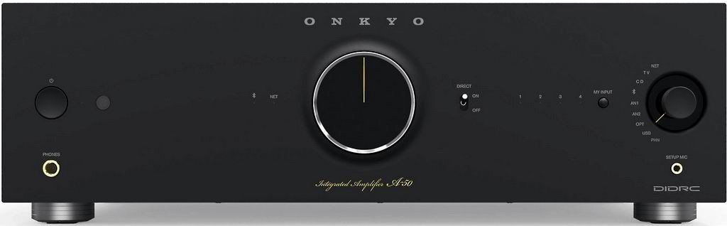 The Onkyo A-50 amplifier features Hi-Fi-grade terminals, high-quality capacitors, a copper busbar, and rigid front panels to further reduce vibration and signal degradation. 